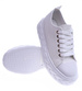 Białe materiałowe damskie trampki na platformie /G12-2 13880 S3/