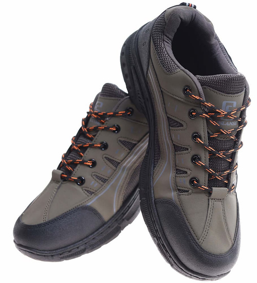Sznurowane męskie buty trekkingowe Zielone /D2-1 10394 S393/