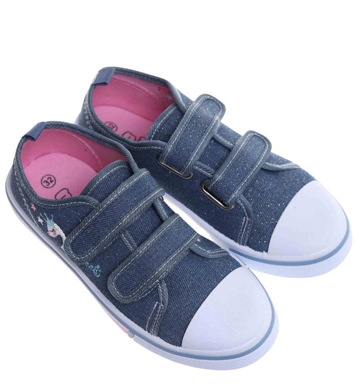 Niebieskie dziewczęce trampki na rzepy /A6-2 18113 200/