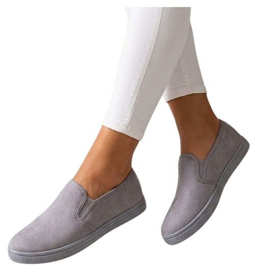 Wsuwane tenisówki z tkaniny Szare /G12-3 18751 T1/