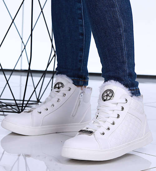 Zimowe białe trampki z futerkiem /G11-2 15384 T594/ Zimowe białe trampki z futerkiem /G11-2 15384 T594/