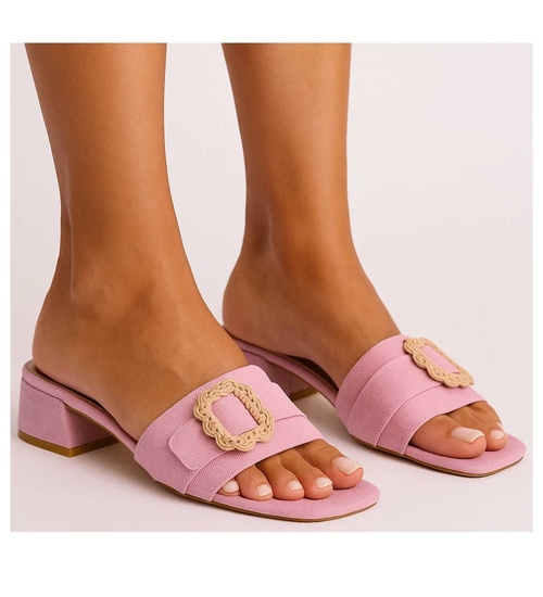 Klapki damskie na płaskim obcasie Różowe /A5-2 17842 G2856/