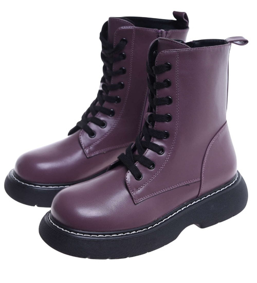 Fioletowe botki trapery na platformie /G12-3 18082 T235/