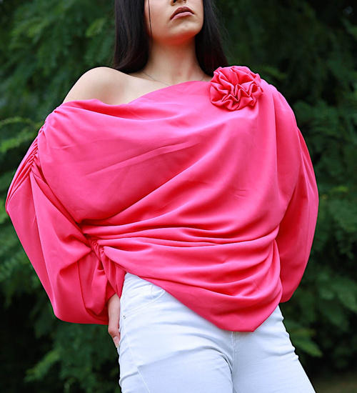 Różowa elegancka bluzka oversize /H UB762 S198/