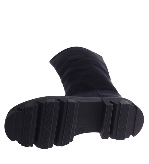  Czarne zamszowe kozaki na platformie /E1-2 18261 W385/