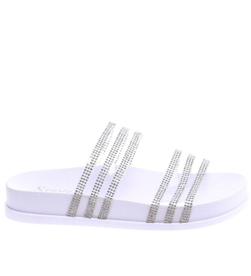 Białe basenowe wodoodporne klapki damskie /D7-2 14293 S038/