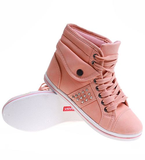 Dziewczęce trampki z wysoką cholewką Różowe /G4-1 7952 S192/