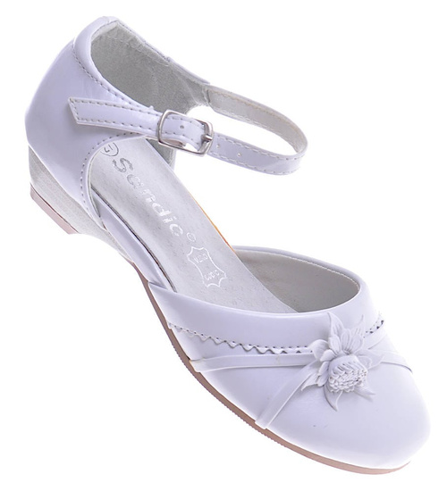 Białe komunijne balerinki buty dziewczęce /E6-2 11385 T199/