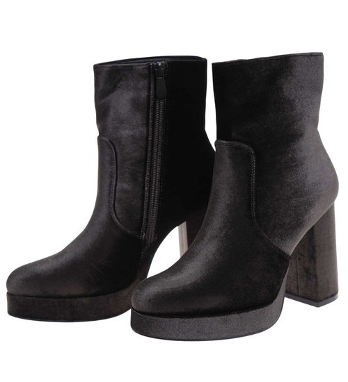 Welurowe zielone botki damskie na platformie /i5-3 H2 18392 G284/