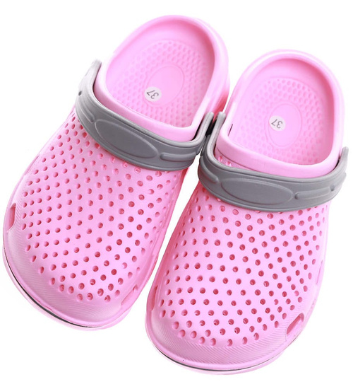 Kryte różowe szare klapki na basen /G6-1 16274 S196/