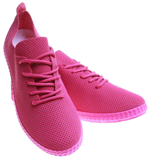 Fuksjowe ażurowe trampki damskie /A9-3 17616 T139/