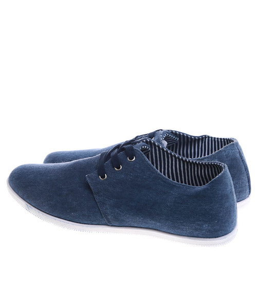 Granatowe męskie trampki z wiązaniami /G6-1 2279 S290/