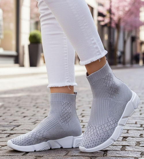 Wsuwane wysokie dziewczęce trampki szare /G13-2 13269 T143/