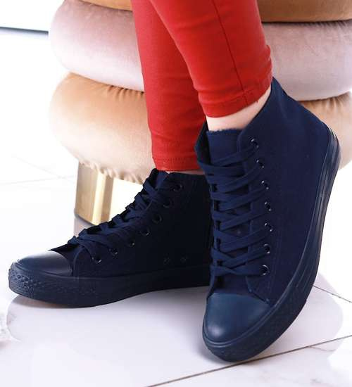 Wysokie granatowe trampki damskie /G11-3 13394 T121/