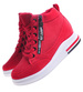 Czerwone sneakersy damskie na ukrytym koturnie /F2-3 10773 T630/