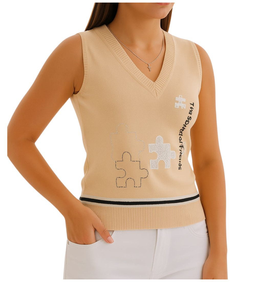 Beżowa koszulka bezrękawnik /H2 K13 ub970 S0/