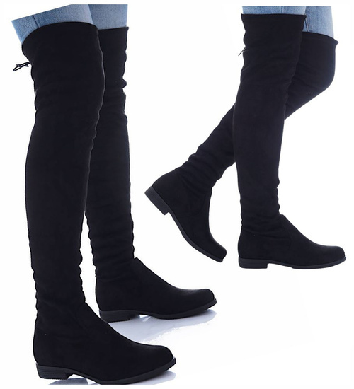 Czarne kozaki muszkieterki damskie /D3-3 17037 G483/