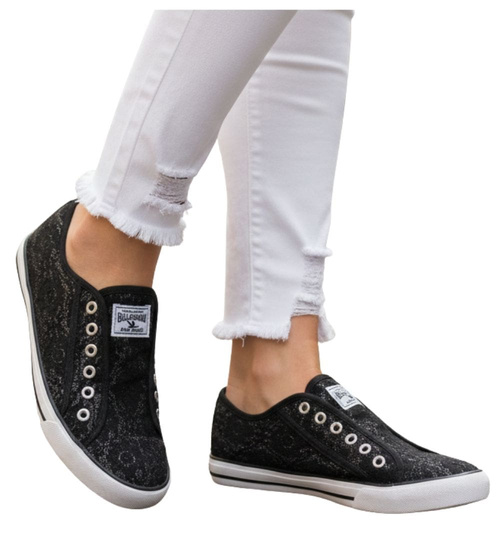 Wsuwane czarne trampki damskie /G3-1 16494 G8-6/