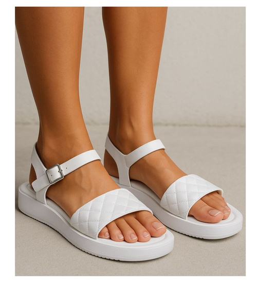 Białe sandały damskie na platformie /E6-3 17532 T130/
