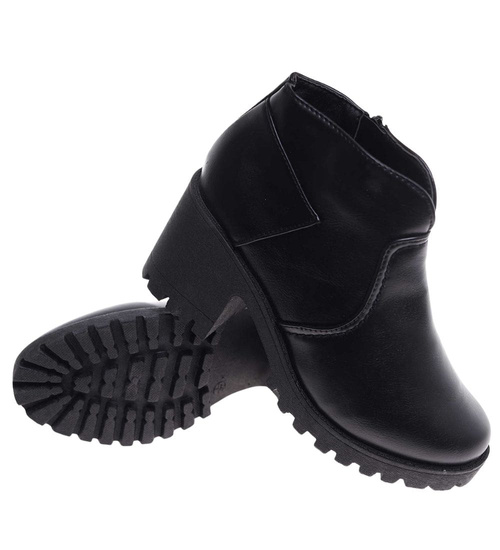 Damskie botki na obcasie w kolorze czarnym /E10-3 9881 S195 +H2/