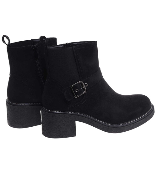 Botki damskie na grubym niskim obcasie /G9-3 18243 W424/