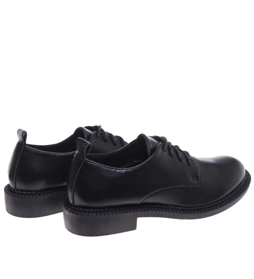 Czarne półbuty oxfordy damskie sznurowane /D4-3 18700 T155/