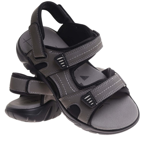 Szare chłopięce sandały na rzepy /F6-3 17920 T459/