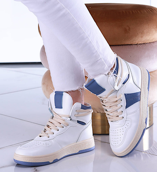 Biało niebieskie trampki z wysoką cholewką /B1-2 13525 T285/