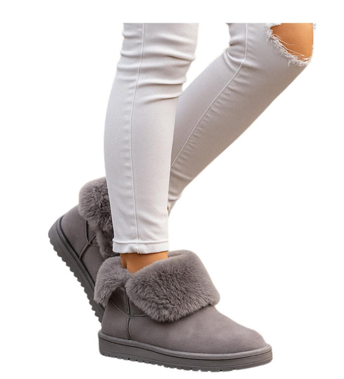 Szare kozaki śniegowce z futerkiem /A1-2 18358 T195/