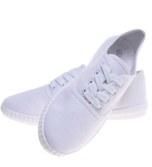 Białe sznurowane tenisówki damskie /E2-2 18729 T187/