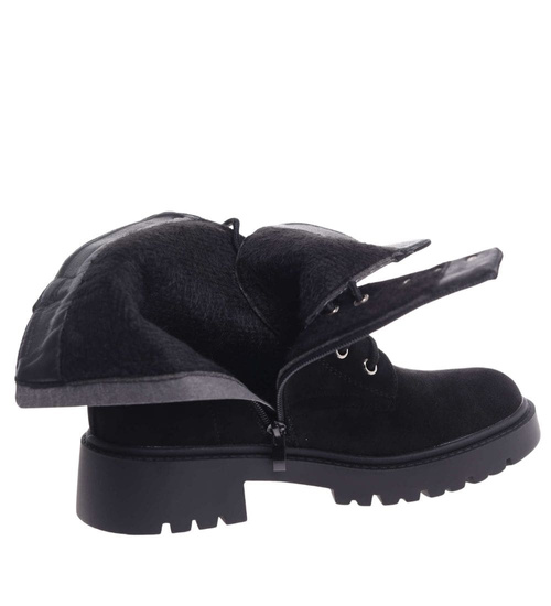 Zimowe botki trapery czarne z cyrkoniami /B2-1 18559 W440/