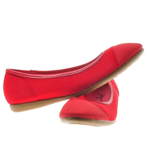 Czerwone balerinki w casualowym stylu /G3-1 8374 S098/