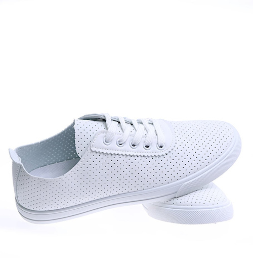 Białe ażurowe tenisówki damskie /A8-3 14599 T394/