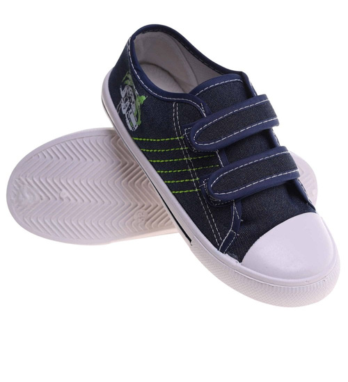 Granatowe tenisówki chłopięce na rzepy /C5-1 18031 T189/