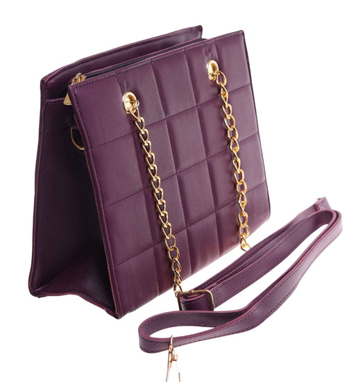 Fioletowa torebka kuferek z łańcuszkiem i paskiem /H2 K28 TB671 G195/