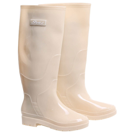 Beżowe kalosze damskie z wysoką cholewką /G5-1 18193 T4/