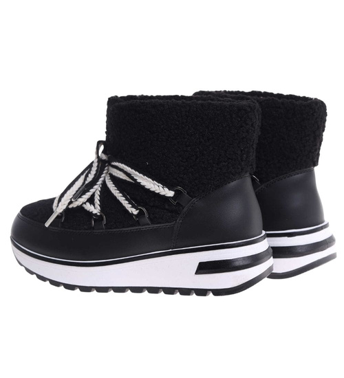 Zimowe botki śniegowce z futerkiem Czarne /A2-1 18568 W341/