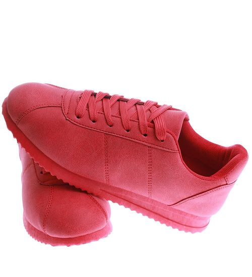 Wiązane czerwone sportowe buty damskie /A2-2 15038 T195/