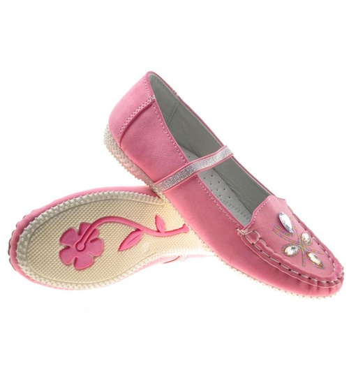 Dziewczęce balerinki z gumką Czerwone /C6-2 7966 S088/