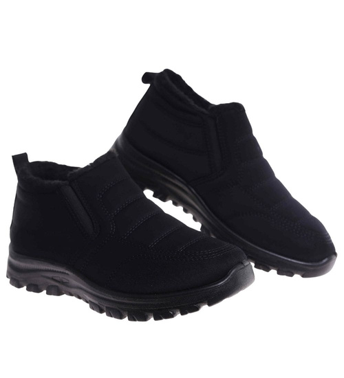 Czarne zimowe botki męskie /E6-2 18431 T485/