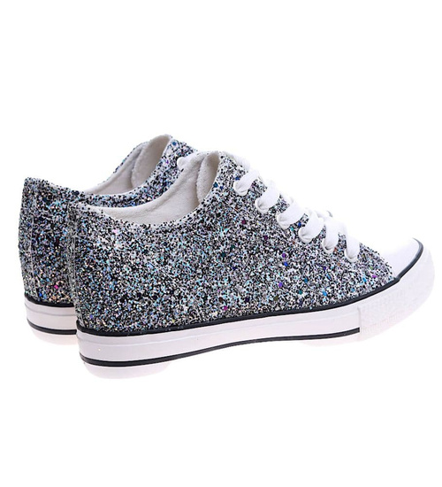 Czarne trampki sneakersy na niskim koturnie /J4-3 16613 T094/