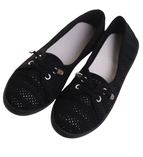 Tenisówki damskie czarne ażurowe /B3-2 17887 T199/