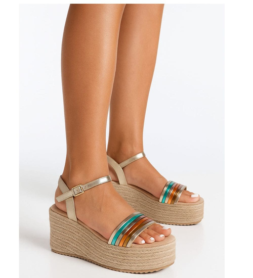 Sandały damskie na koturnie i platformie Kolorowe espadryle /A6-1 17870 G187/
