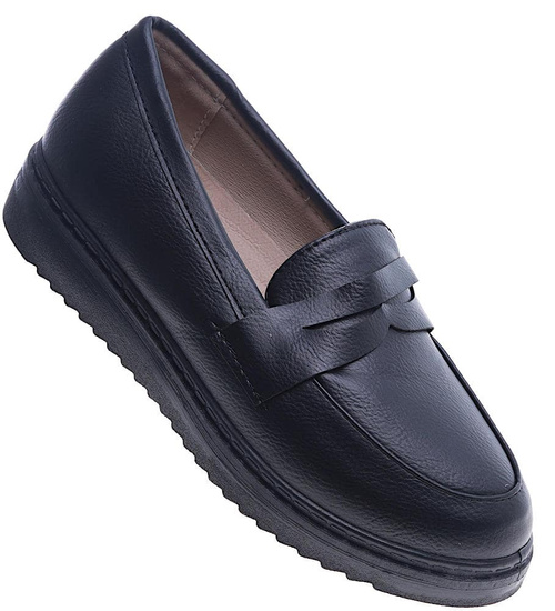 Wsuwane loafersy damskie na płaskim obcasie /E8-3 13678 T339/