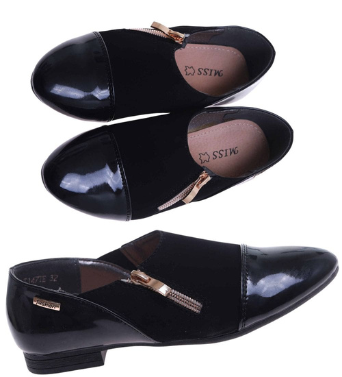 Czarne klasyczne półbuty dziewczęce /E9-3 17636 T026/