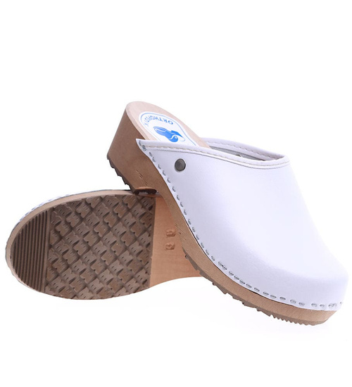 Klasyczne klapki drewniaki BIAŁE /D1-1 2199 M493/