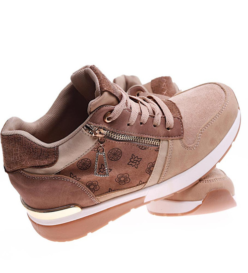Damskie sneakersy na koturnie Khaki /G3-1 15913 D383/
