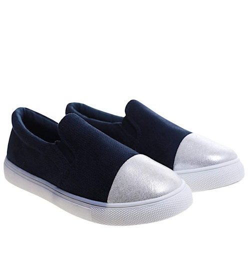 Wsuwane granatowe trampki dziewczęce slip on /D5-2 13683 T004/