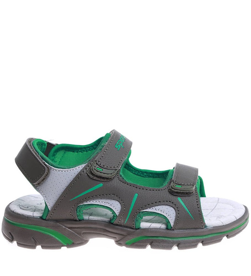 Szaro zielone sandały chłopięce na rzepy /B4-2 16033 T187/