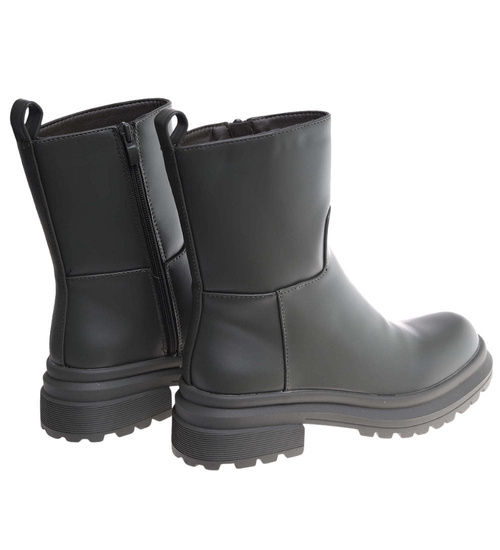 Zielone botki damskie na płaskim obcasie /F8-1 18263 W187 +H2/